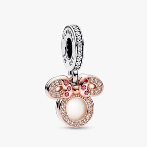 Authentic Pandora Disney Minnie Mouse Silhouette "Mom" Double Dangle Charm - NWT